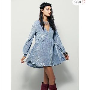 Free People Velvet Violet Long Sleeve Dress NWOT